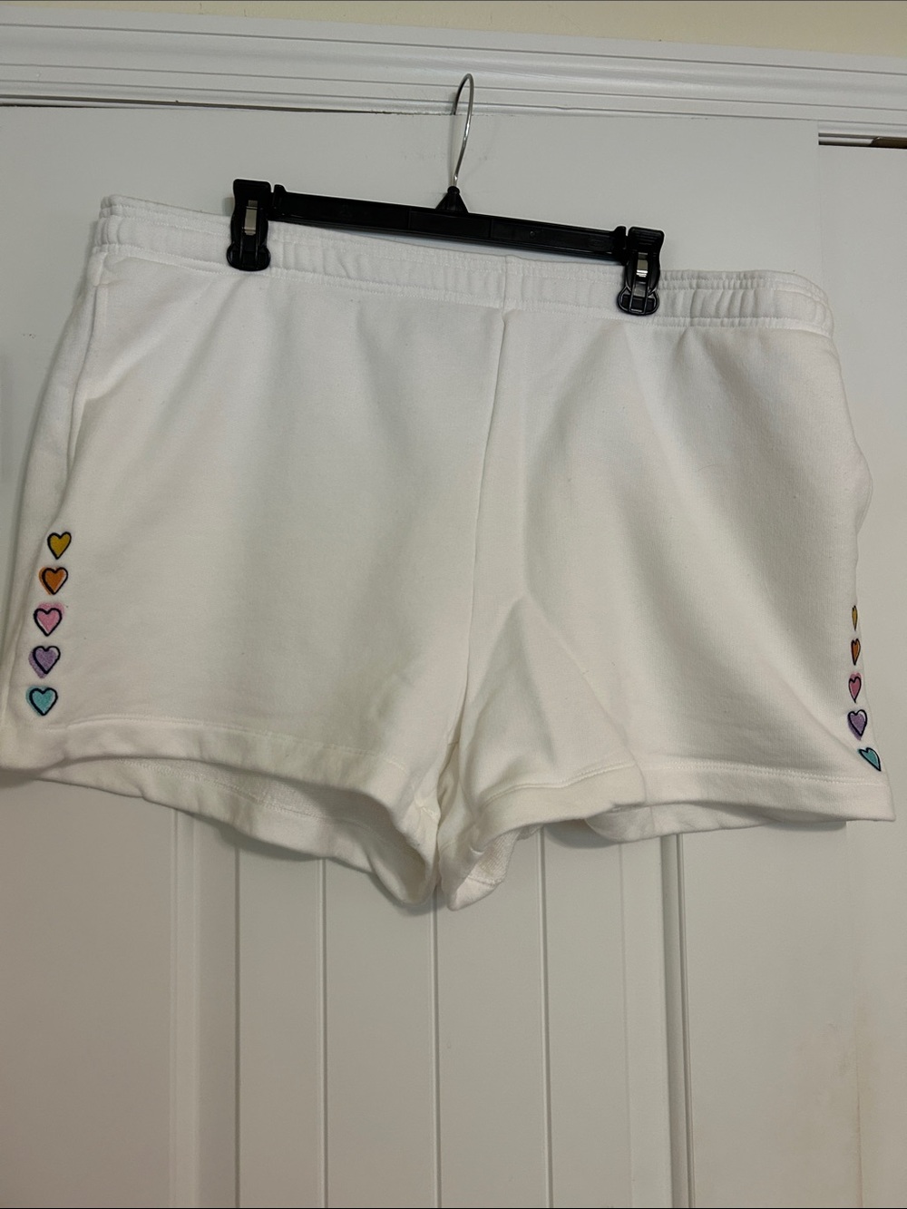 Roller Rabbit x Target White Athletic Shorts with Rainbow Heart Trim